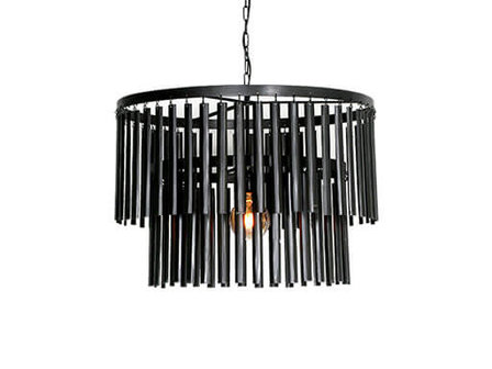 Zwart ijzeren hanglamp met lamellen &Oslash; 60 cm.