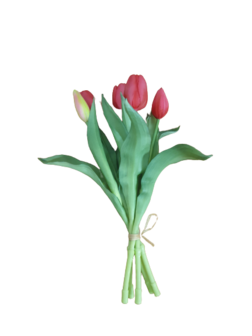 Bundel tulpen 5 stuks ''real touch'' 35cm Fuchsia