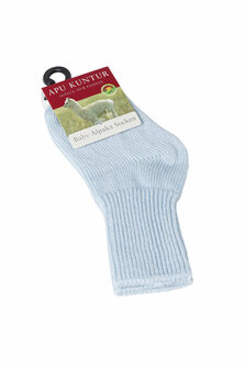Alpacasok blauw kinderen  60% babyalpaca 30% katoen 8% nylon en 2% elastaan