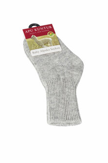 Alpacasok grijs kinderen  60% babyalpaca 30% katoen 8% nylon en 2% elastaan
