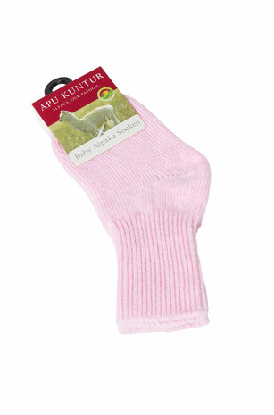 Alpacasok roze kinderen  60% babyalpaca 30% katoen 8% nylon en 2% elastaan