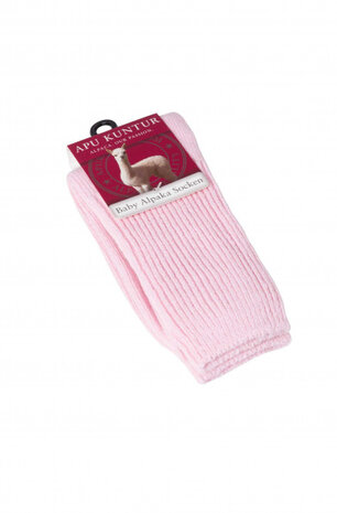 Alpacasok roze kinderen  60% babyalpaca 30% katoen 8% nylon en 2% elastaan