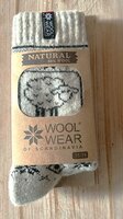 Noorse wollen sok met schaapjes motief, beige